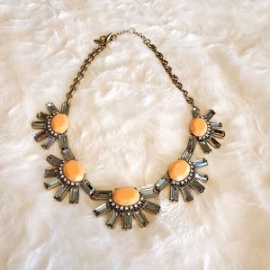 J. Crew Peach & Crystal Statement Necklace